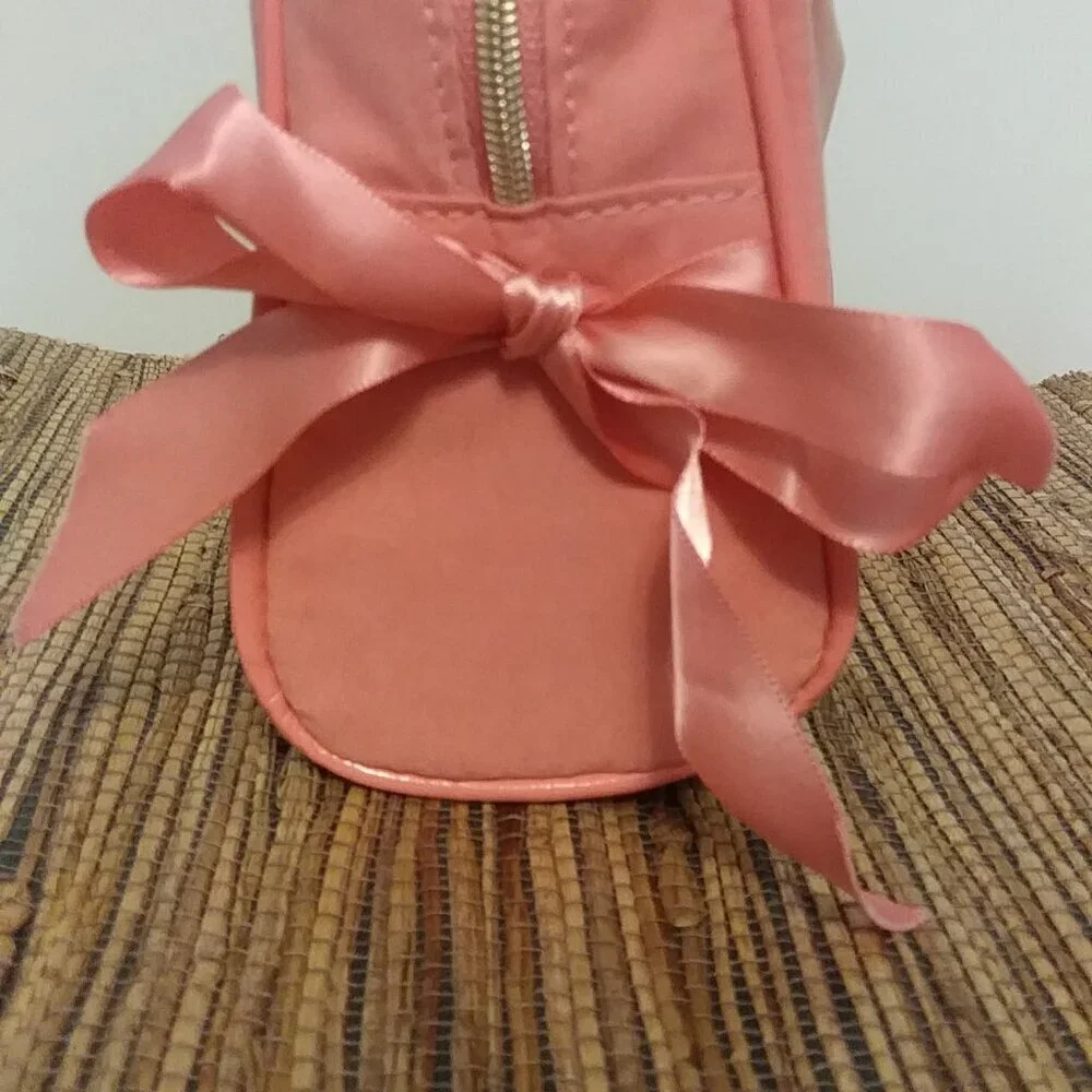 💅 LANCOME Pink Ribbon Makeup Bag  NWOT Travel Vanity Flex  Coquette-Core Cutie